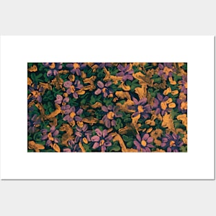 Lavender and Gold flowers Acrylic Hand Painted Art Work Posters and Art